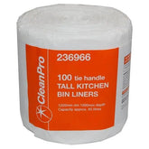 CleanPro 100 Tie Handle Tall Kitchen Bin Liners  Adomoo